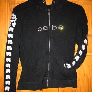 Bebe black/white zip-up hoodie